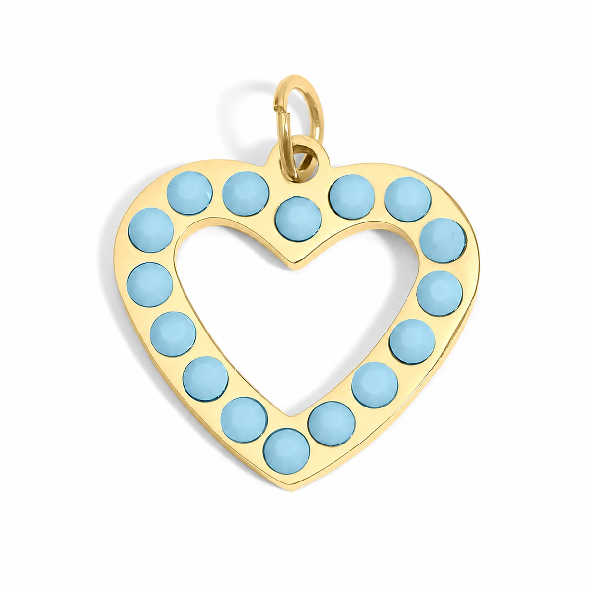 Turquoise Stone Heart Charm 18k Gold PVD Stainless Steel