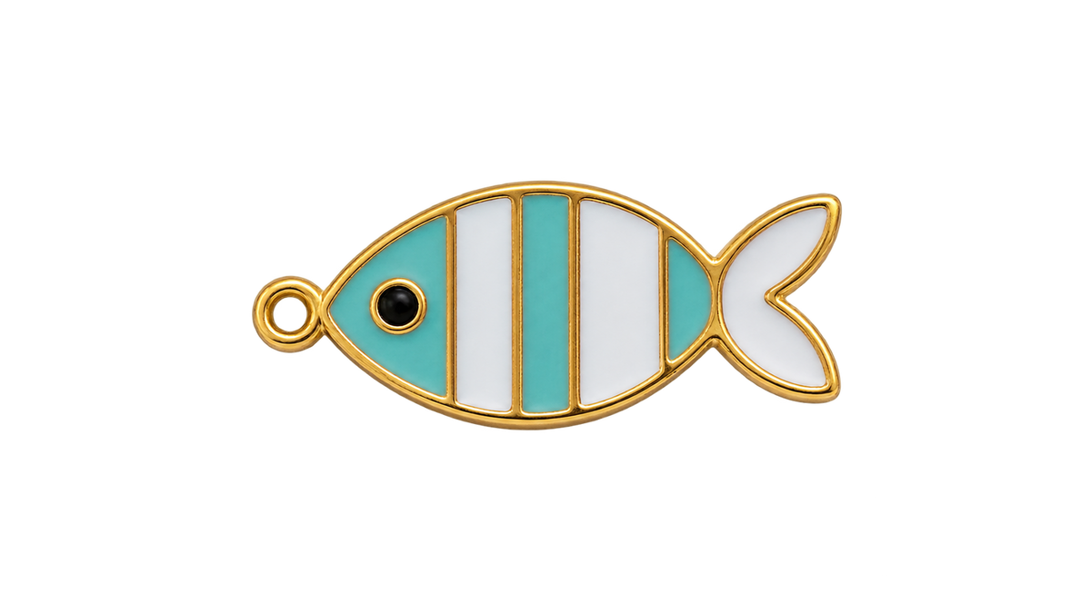 Turquoise Stripe Fish Charm