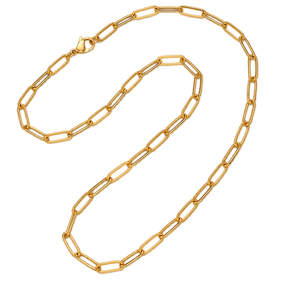 Gold Stainless Steel Paperclip Necklace
