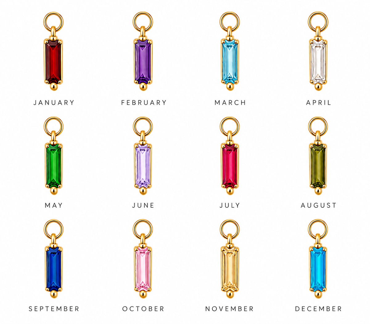 Birthstone Charms 24k Gold Plated