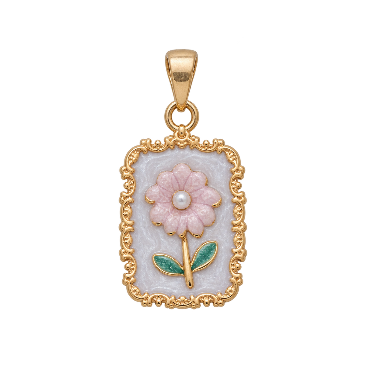 Vintage Pink Flower Charm