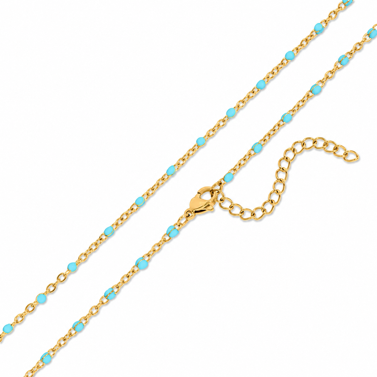 Turquoise And Gold Beaded Chain Necklace