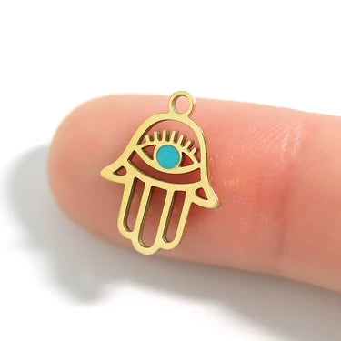 Hamsa Hand Charm 18k Gold PVD Stainless Steel