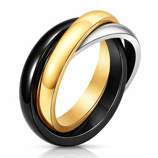 Interlocking Ring 18k Gold Plated Waterproof