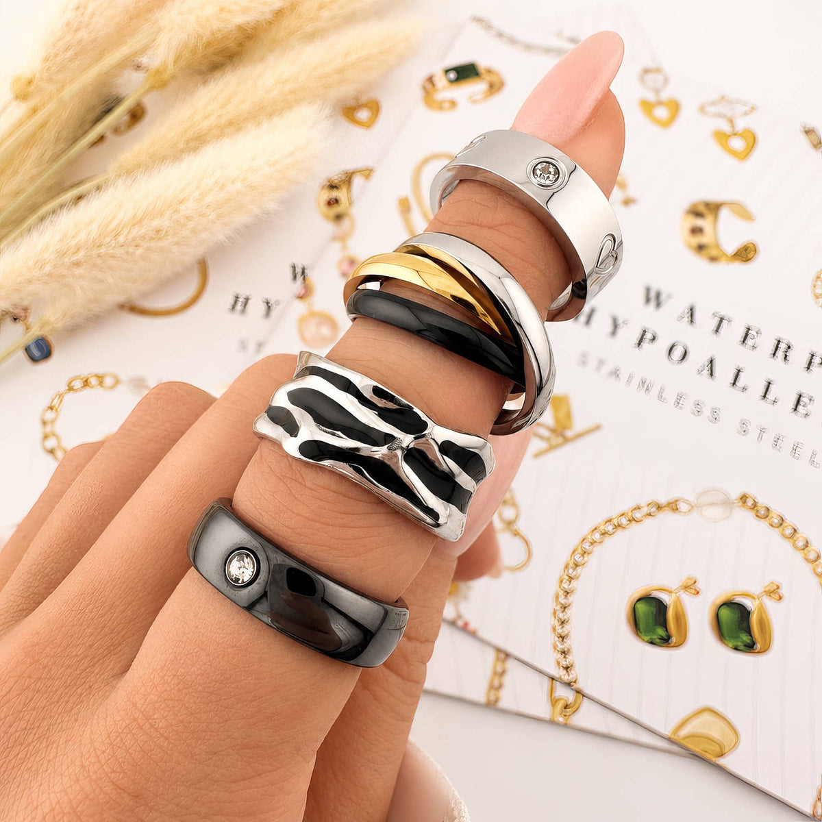 Interlocking Ring 18k Gold Plated Waterproof