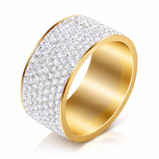 Crystal Band Ring 18k Gold Plated Waterproof