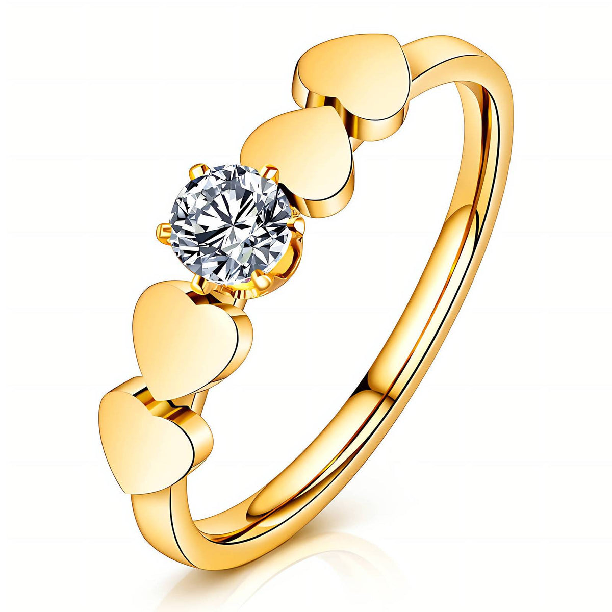 Hearts Ring 18k Gold Plated Steel