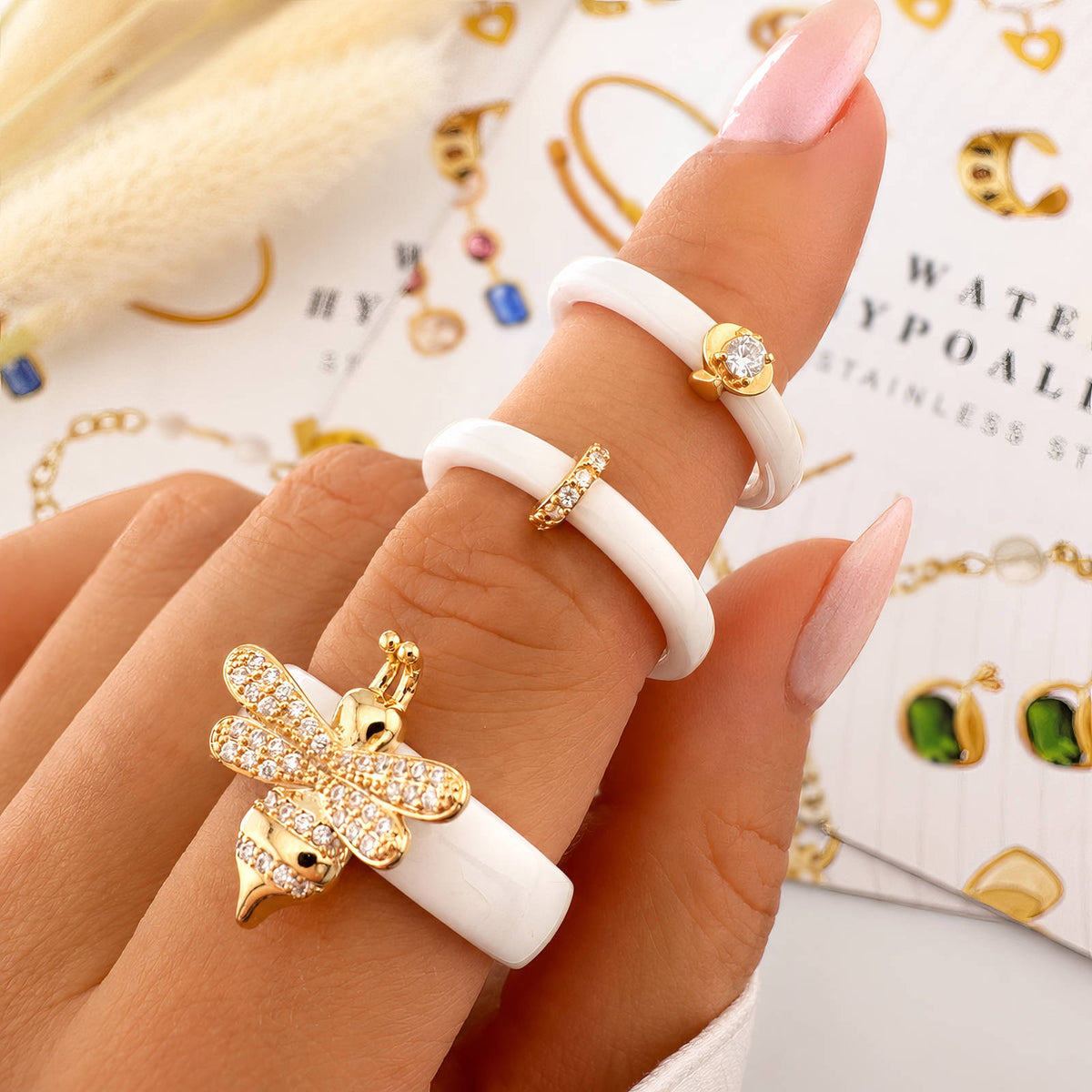 Gold Bee Ring Small - 18k Gold Plated