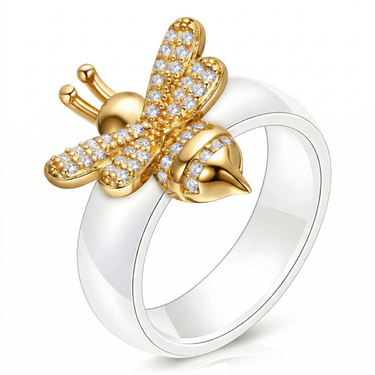 Gold Bee Ring Small - 18k Gold Plated
