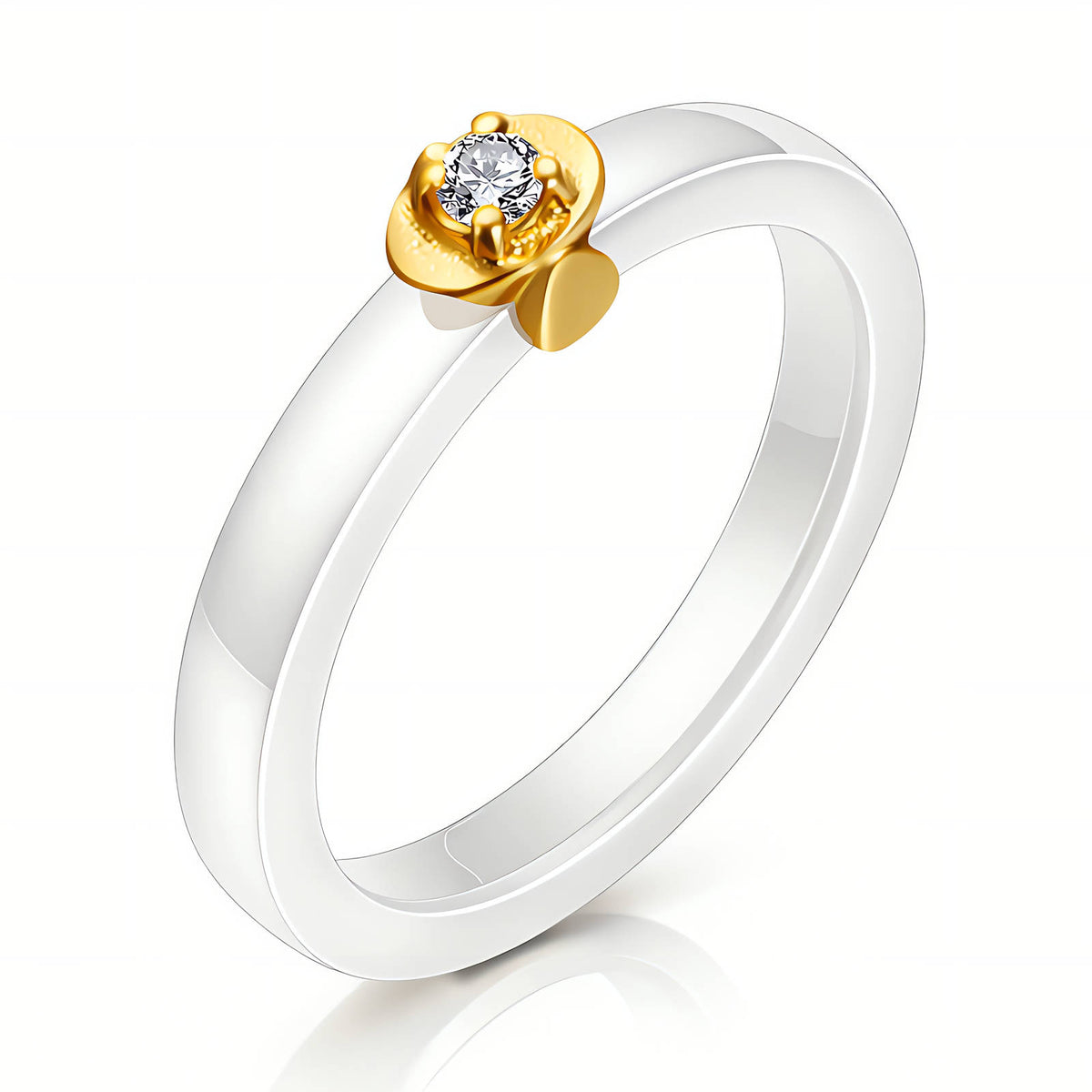 Solitaire Gemstone Ring 18k Gold Plated - Medium