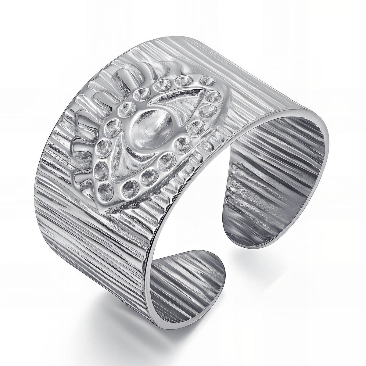 Wide Silver Evil Eye Statement Ring