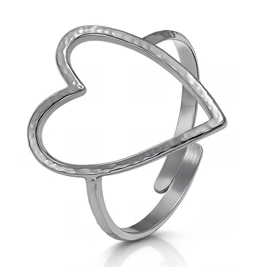Open Heart Ring Stainless Steel Waterproof