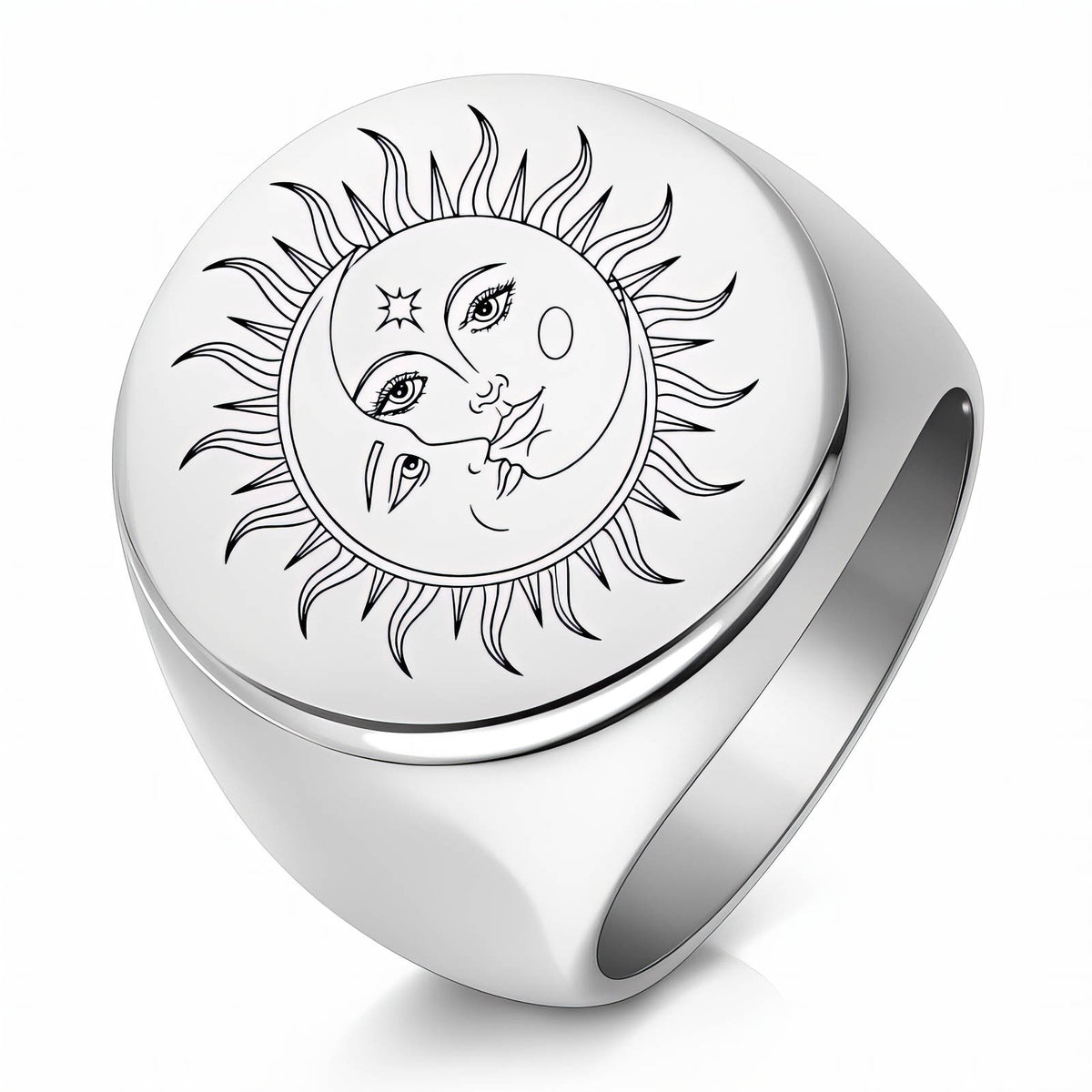 Sun And Moon Signet Ring Large