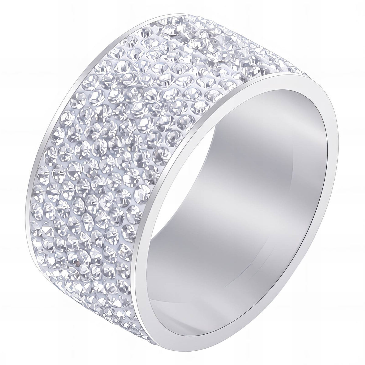 Crystal Band Ring Stainless Steel Waterproof