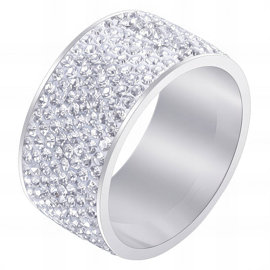 Crystal Band Ring Stainless Steel Waterproof