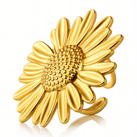 Sunflower Ring 18k Gold Plated