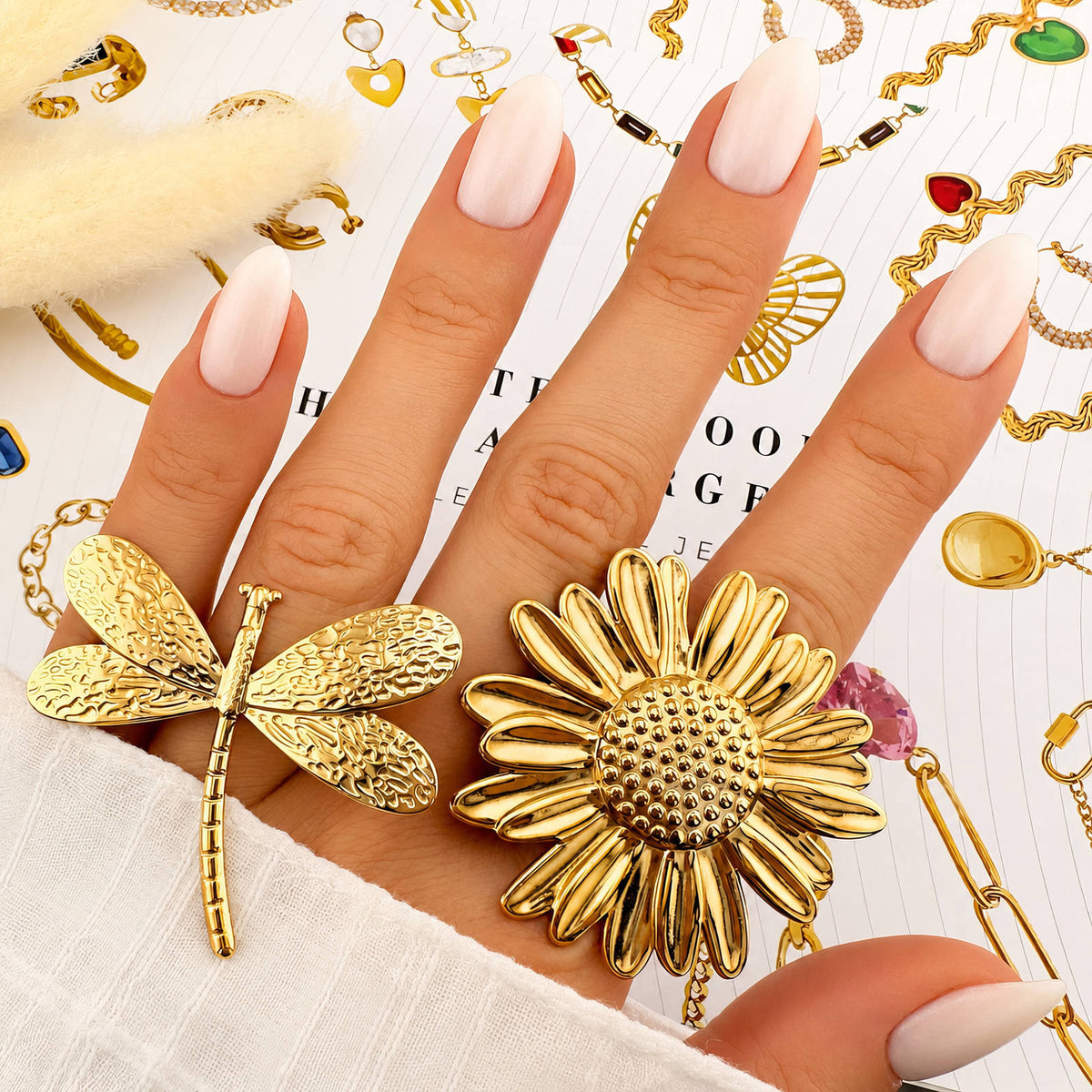Sunflower Ring 18k Gold Plated