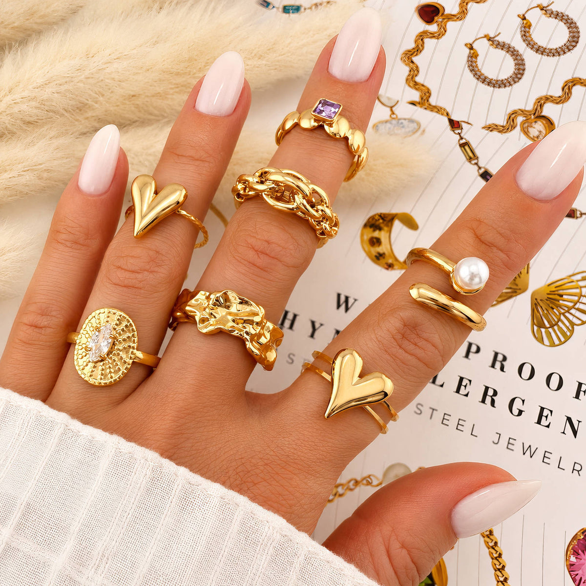 Open Band Heart Ring 18k Gold Plated