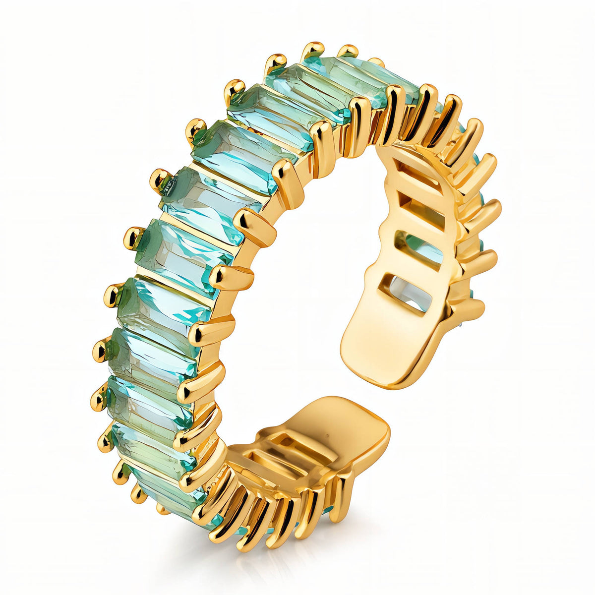 Crystal Ring 18k Gold Plated Blush, Aqua and Clear
