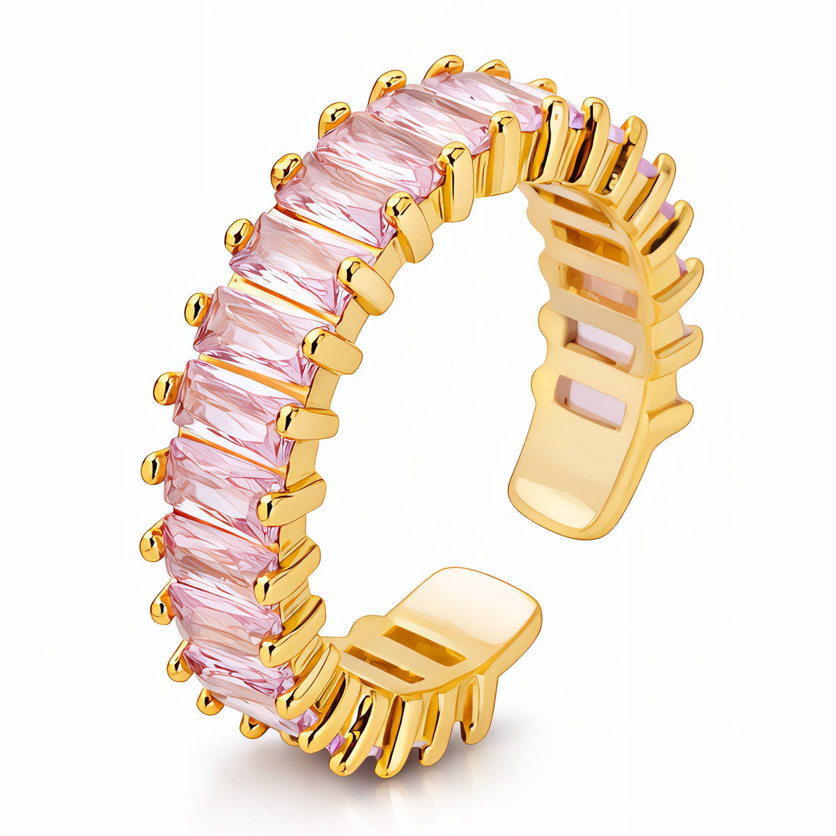 Crystal Ring 18k Gold Plated Blush, Aqua and Clear