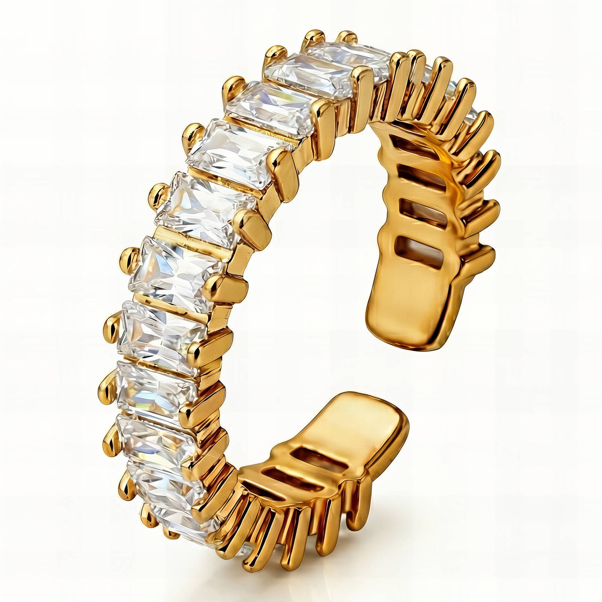 Crystal Ring 18k Gold Plated Blush, Aqua and Clear