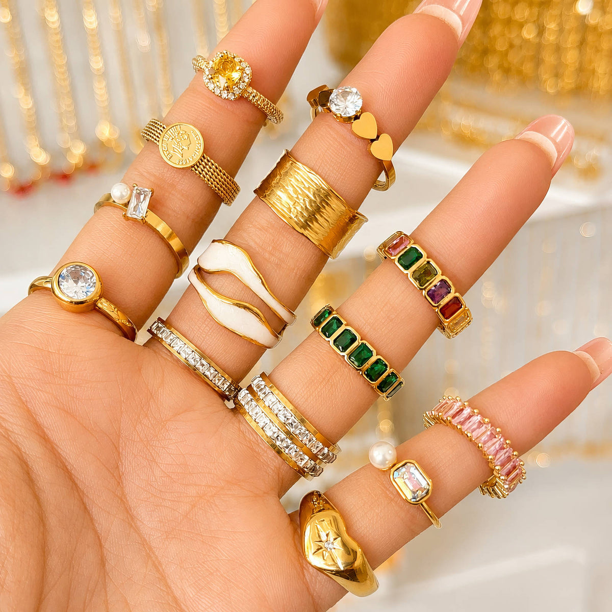 Pearl Cluster Ring 18k Gold Plated