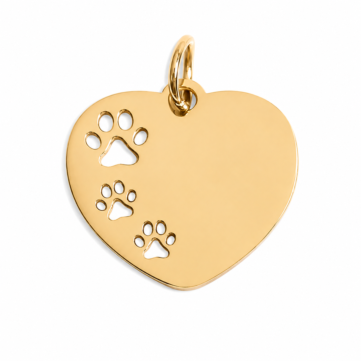 Paw Print Heart Charm 18k Gold PVD Stainless Steel