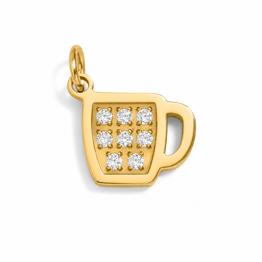 Coffee Cup Charm 18k Gold PVD Stainless Steel