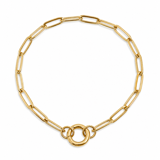 Paperclip Charm Bracelet 18k Gold PVD - SMALL