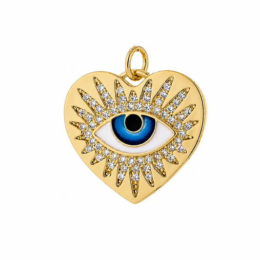 Evil Eye Sunburst Charm 18k Gold Plated
