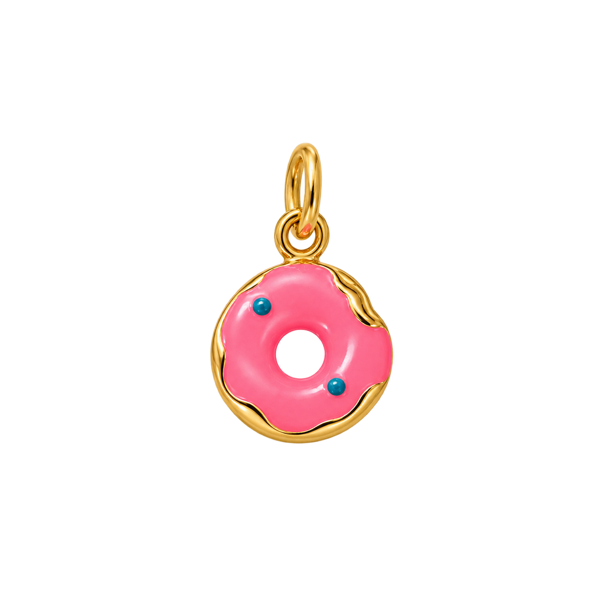 Gold Pink Glazed Donut Charm