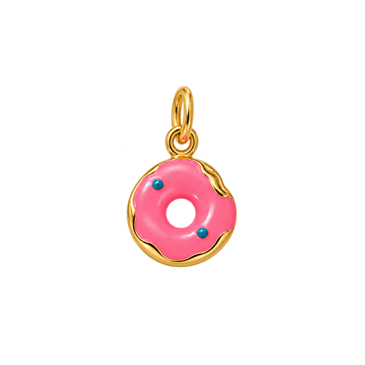 Gold Pink Glazed Donut Charm