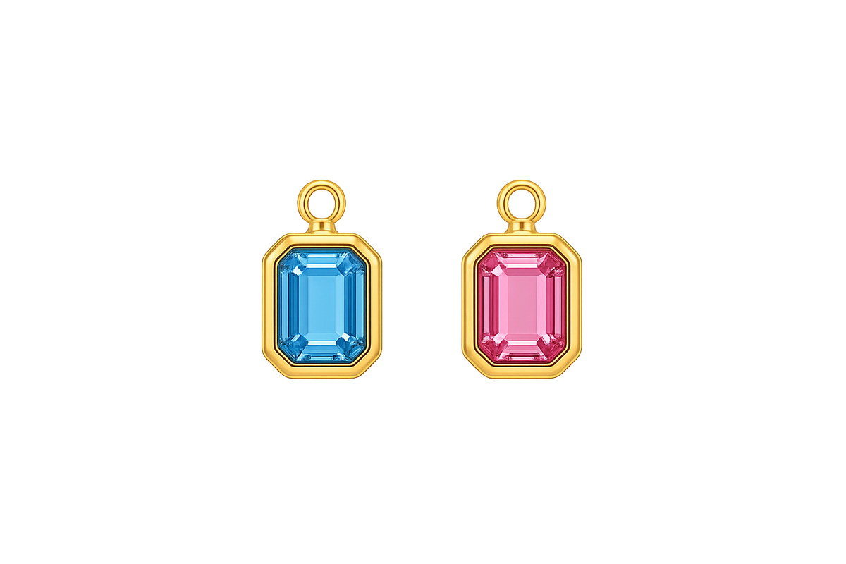 Emerald Cut Crystal Charm