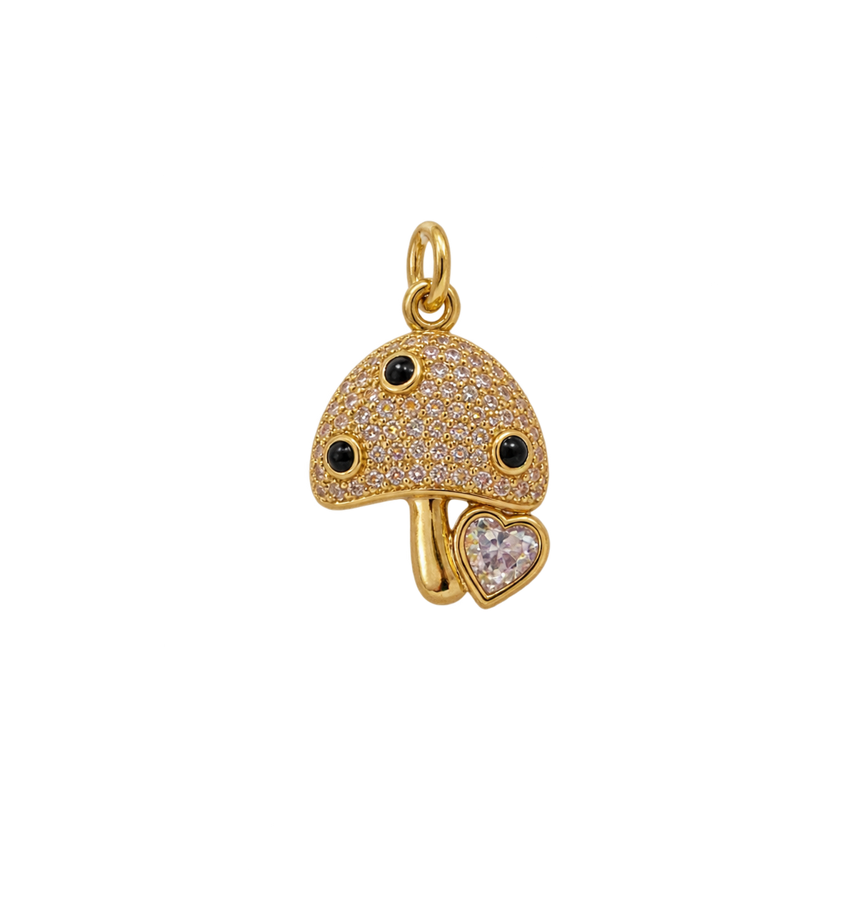 Crystal Mushroom And Heart Charm