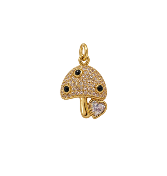 Crystal Mushroom And Heart Charm