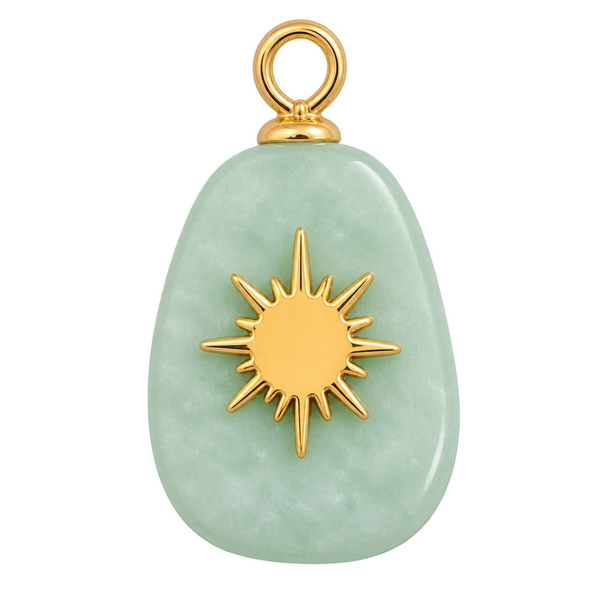 Green Stone Sun And Lightning Charm