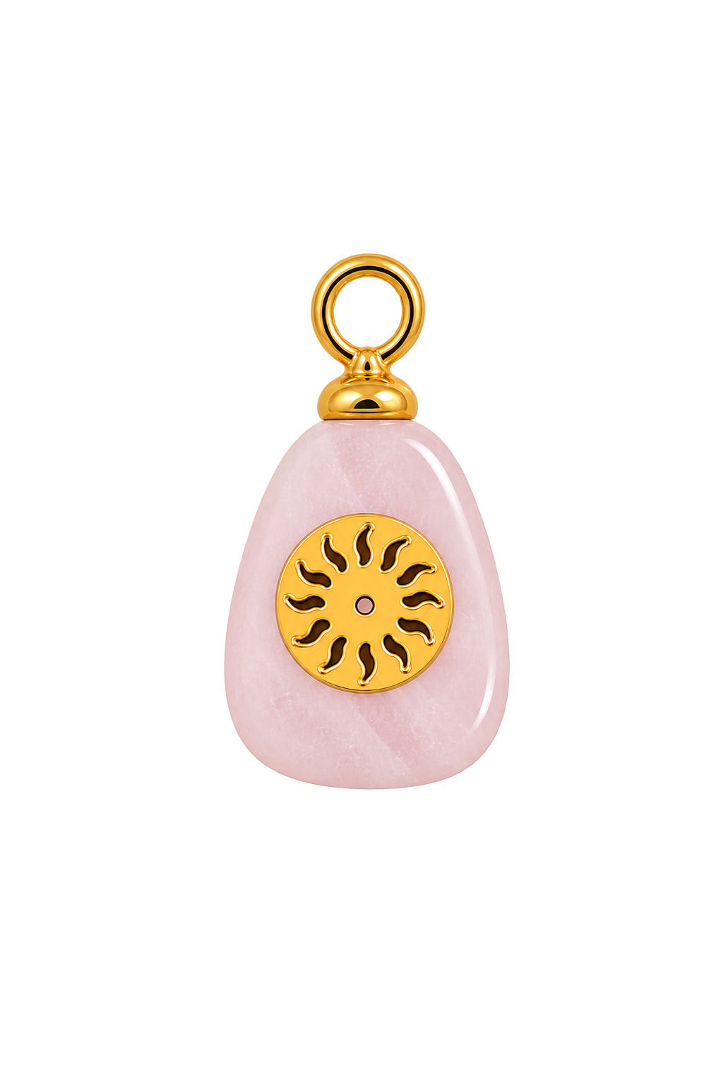 Pink Stone Sun And Sunflower Charm