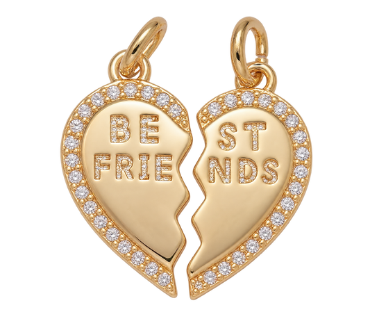 Best Friends Heart Charm