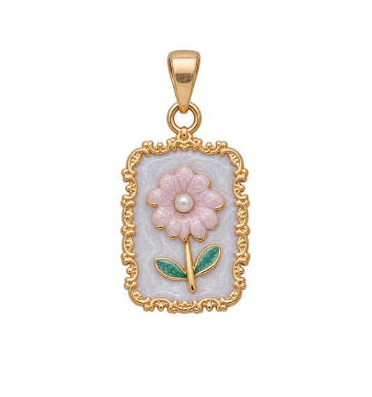 Vintage Pink Flower Charm