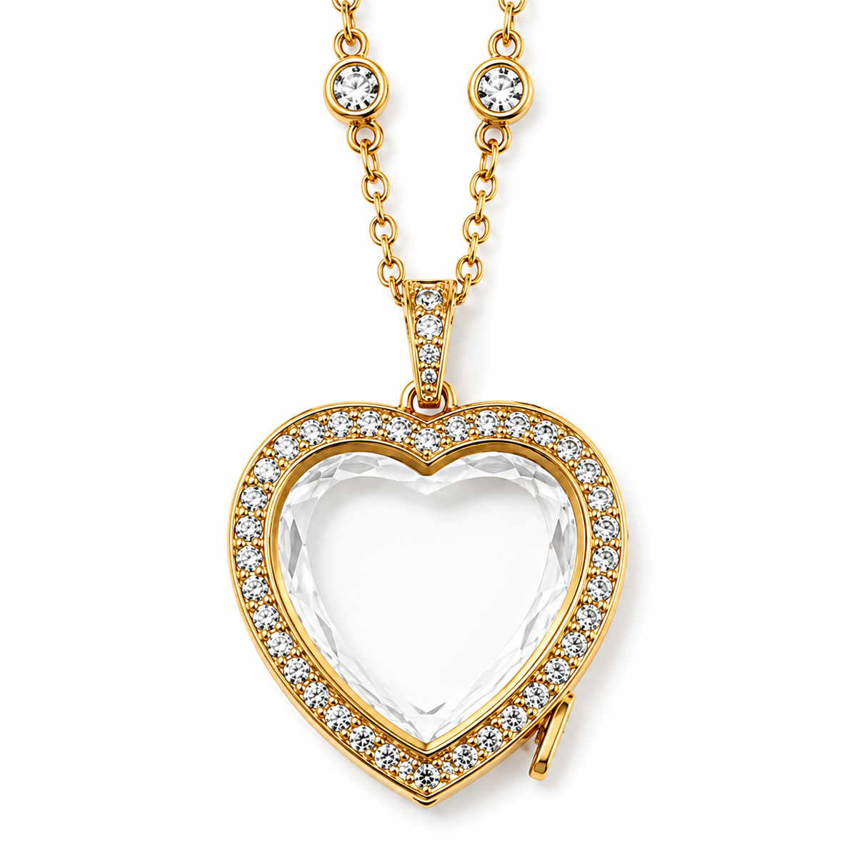 Gold Heart Memory Locket Necklace