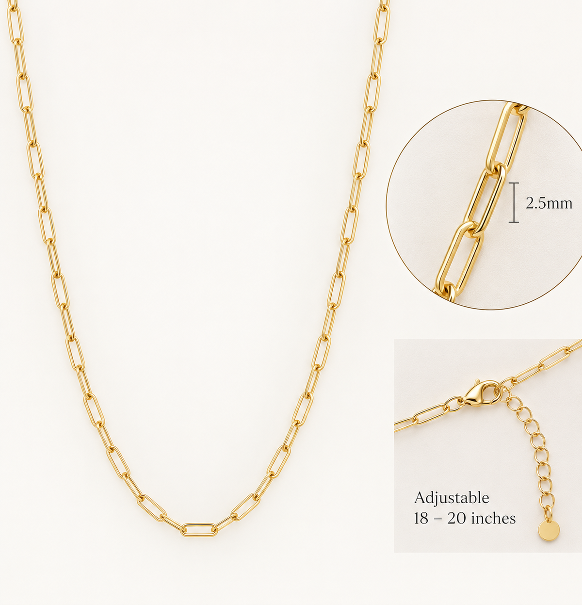 14K Gold Filled Plus Paperclip Chain Necklace 2.5mm link
