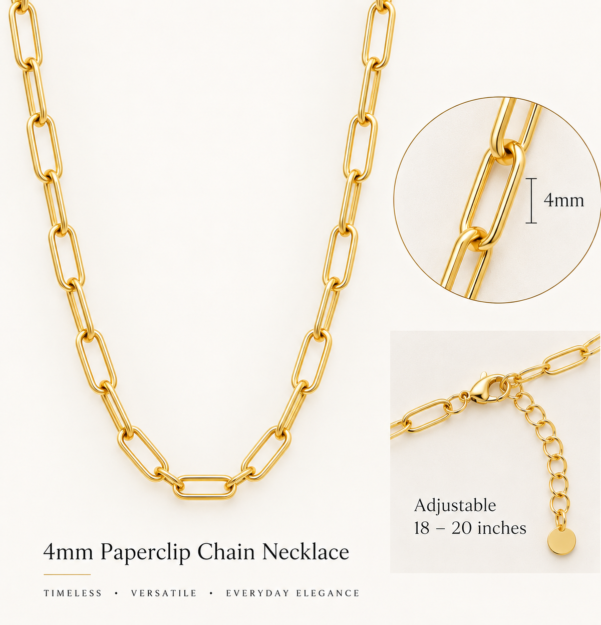 14K Gold Filled Plus Paperclip Chain Necklace 4.0mm Link