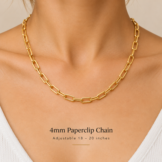 14K Gold Filled Plus Paperclip Chain Necklace 4.0mm Link