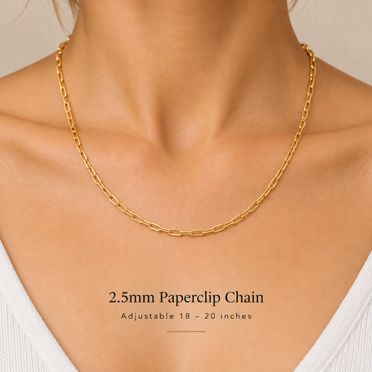 14K Gold Filled Plus Paperclip Chain Necklace 2.5mm link