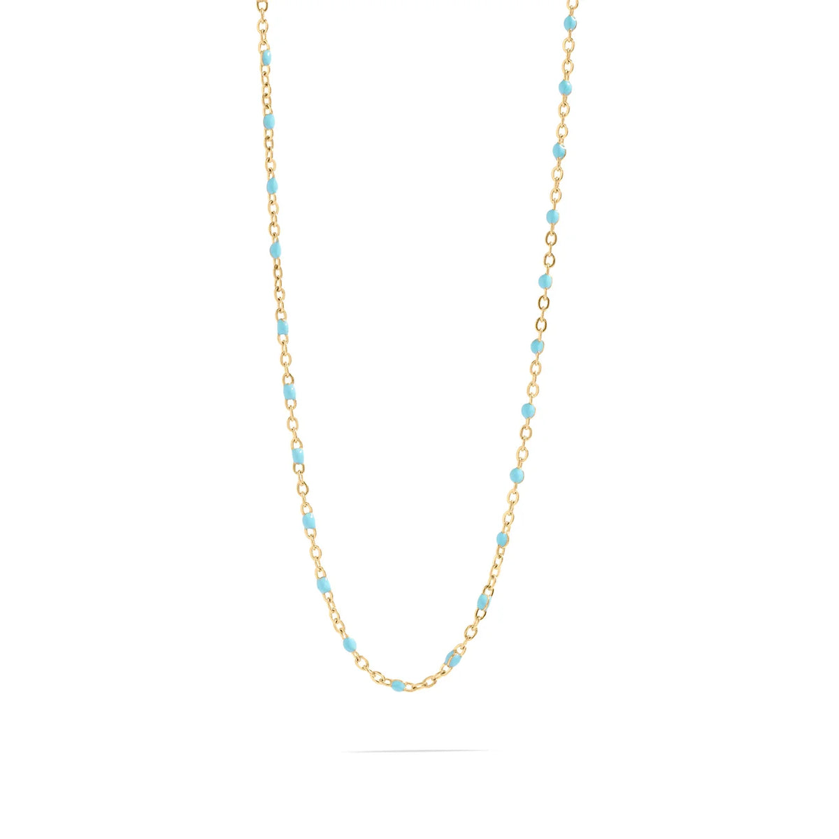 Turquoise And Gold Beaded Chain Necklace