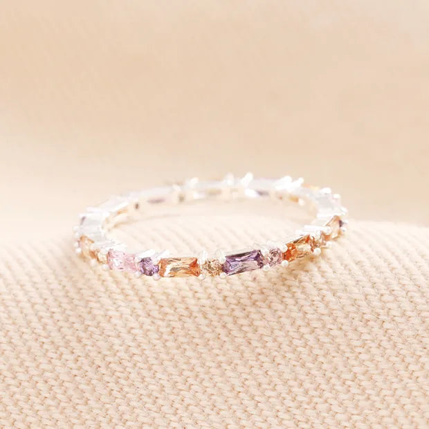 Pastel Baguette Ring Silver