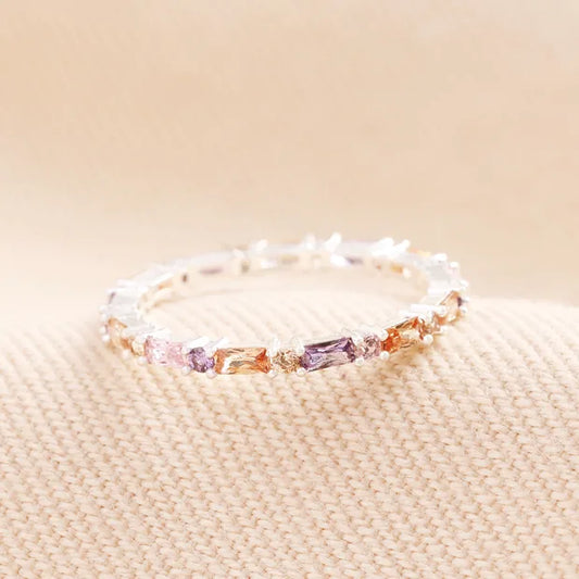 Pastel Baguette Ring Silver