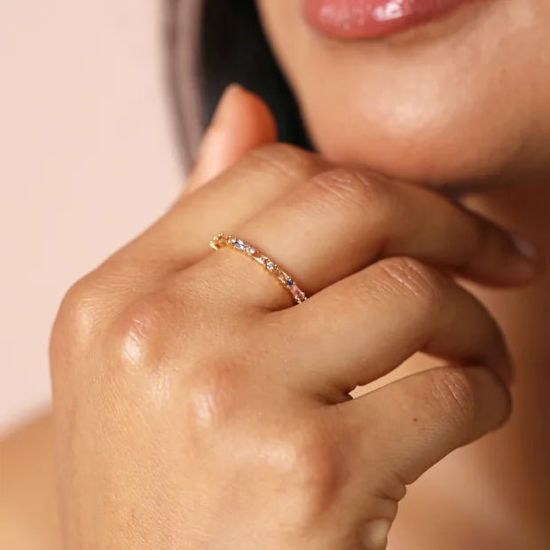 Pastel Baguette Ring Silver