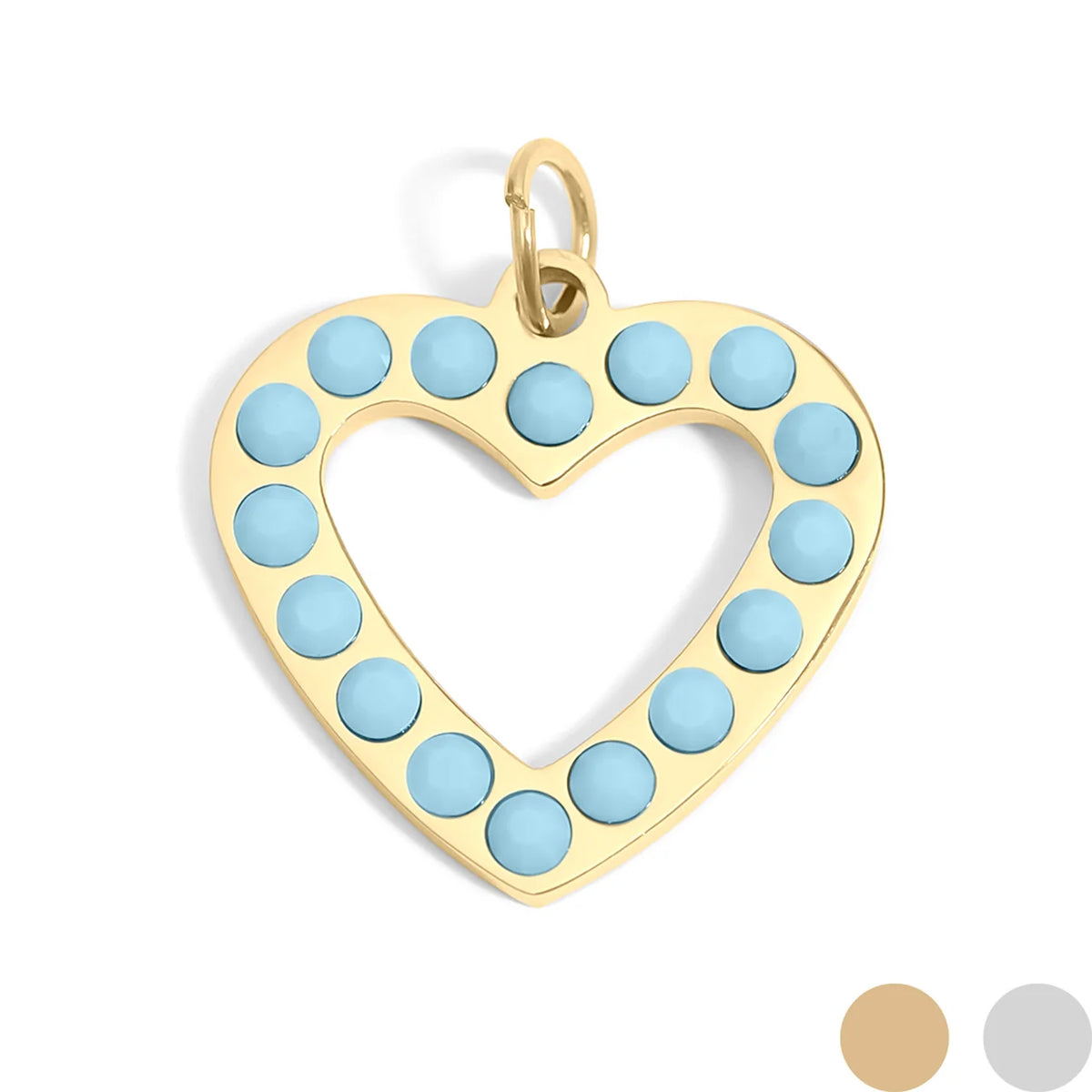 Turquoise Stone Heart Charm 18k Gold PVD Stainless Steel